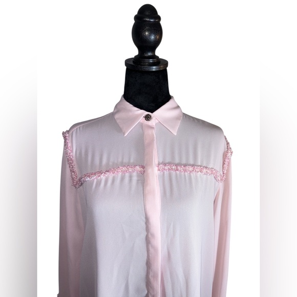 Zara Pastel Pink Contrast Textured Shirt with Button Details Size Small - Picture 4 of 12